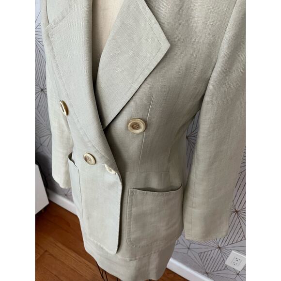 Yves Saint Laurent Rive Gauche Vintage Beige Blazer Skirt Linen Suit Sz 36 US 4 - Picture 10 of 16